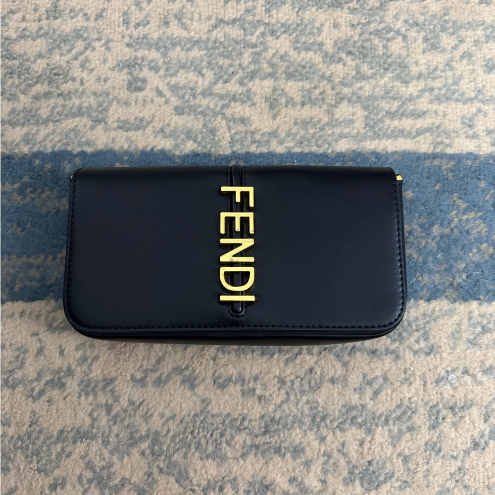 Fendi Black Wallet with Gold Logo